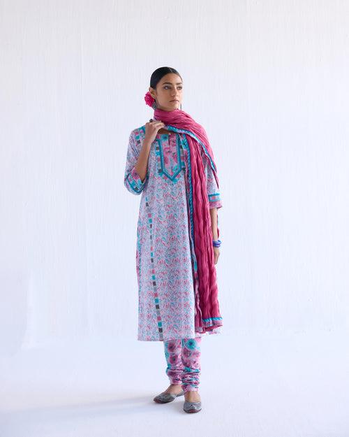 Rozana Kurta Mauve Turquoise