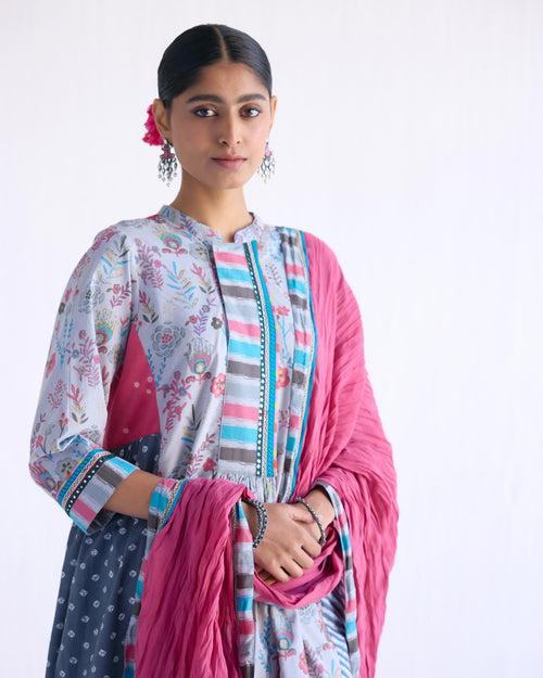 Rozana Cotton Crinkled Dupatta Rouge Pink