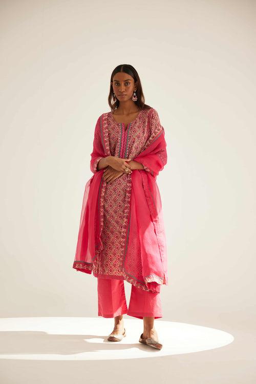 Rozana Kurta Beige Pink