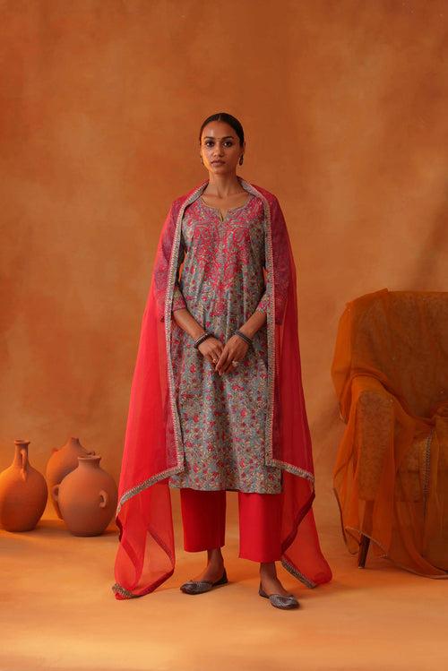 Rozana Kurta Aqua Pink