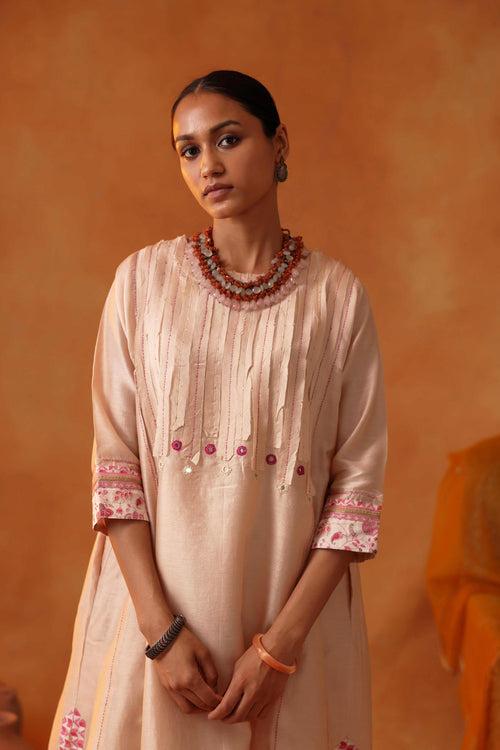 Patchwork Kurta Cream