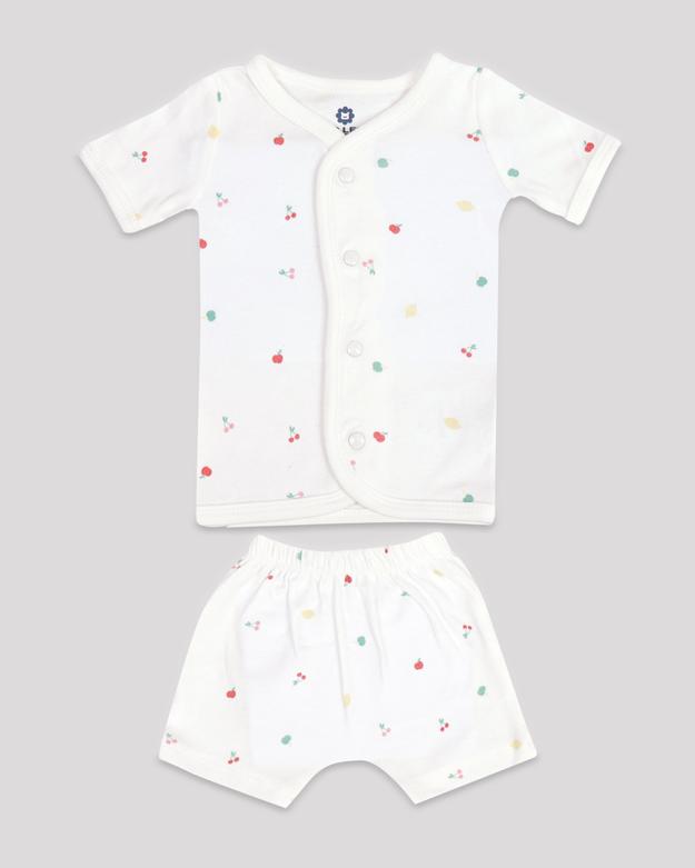 Dr Leo White Jhabala With Shorts - Fruits print