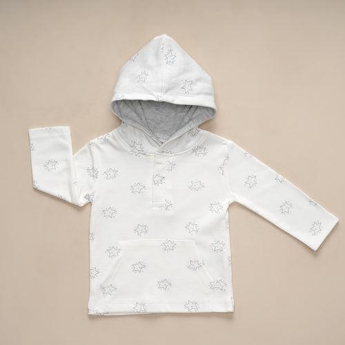 Dr Leo Kidswear T-SHIRT HOOD & SHORTS -GREY MELANGE AND WHITE