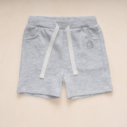 Dr Leo Kidswear T-SHIRT HOOD & SHORTS -GREY MELANGE AND WHITE