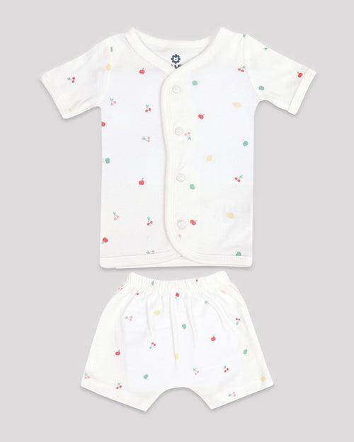 Dr Leo White Jhabala With Shorts - Fruits print