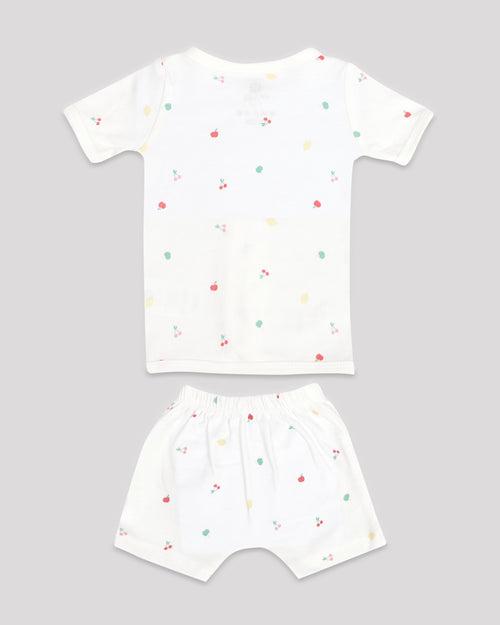 Dr Leo White Jhabala With Shorts - Fruits print