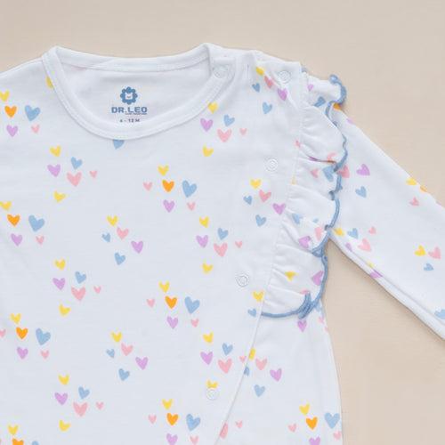 Dr.Leo sleepsuit with frill - Heart print