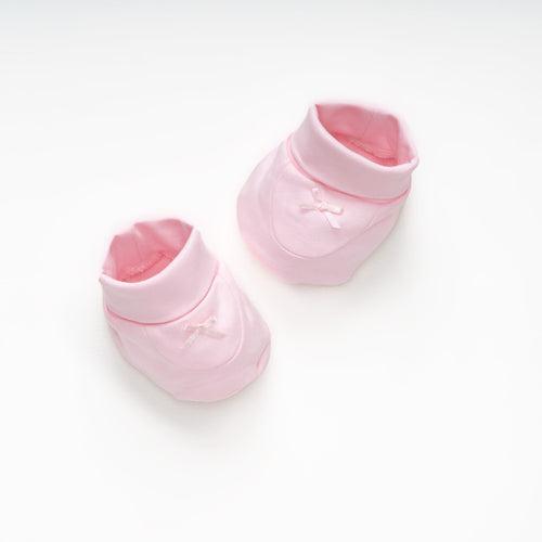 Premium cotton mittens, cap, and booties set - Pink