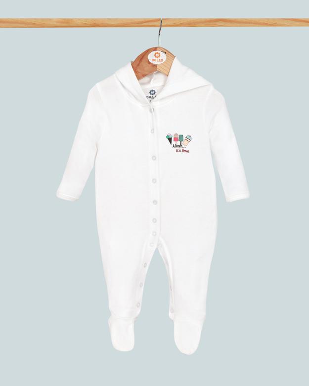 Sleepsuits with Hood and Shoe - White