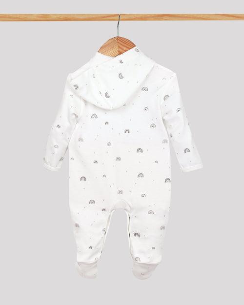 Sleepsuits with Hood and Shoe - White Rainbow print