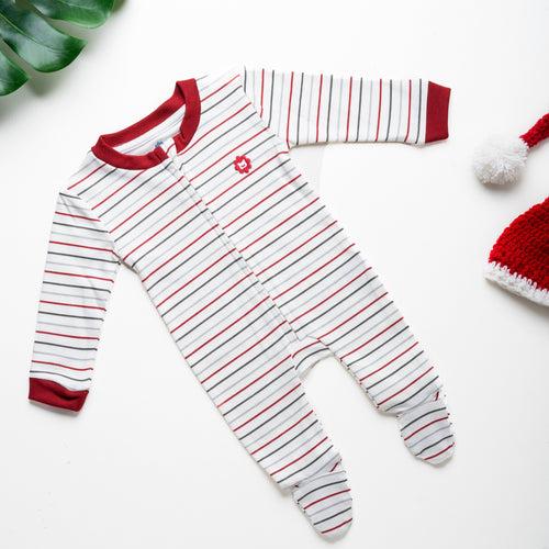 sleepsuit with zip - red lines