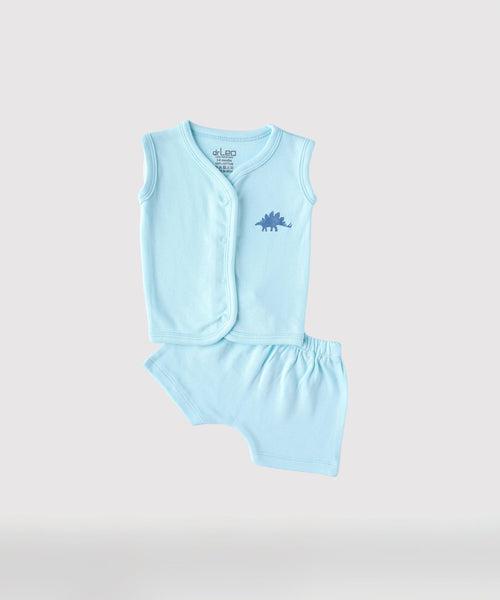 drLeo Dino Printed Blue Vest With Shorts