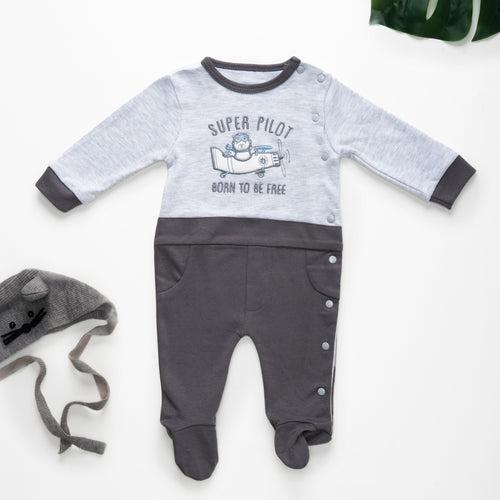 Sleepsuit with cut and shoe - Black and Grey