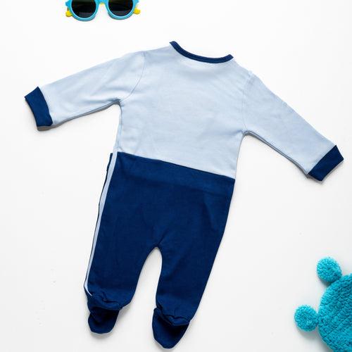 Sleepsuit with cut and shoe - Blue and Grey