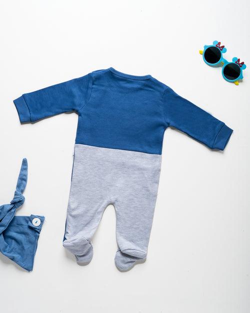 Sleepsuit with cut and shoe - Light Blue