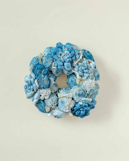 Dried Flowers Christmas Wreath - Blue