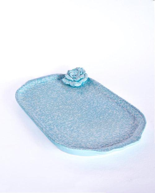 Speckled Serenity Handpainted  Ceramic Oval Platter