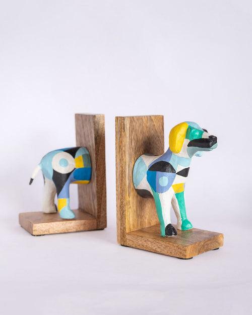 Technicolour Toto Wooden & Paper mache Handpainted Bookends