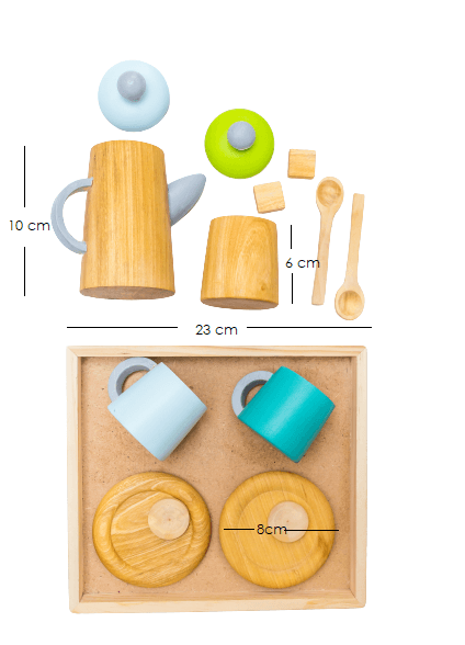 Wooden Pretend Play Tea set - 15 pieces