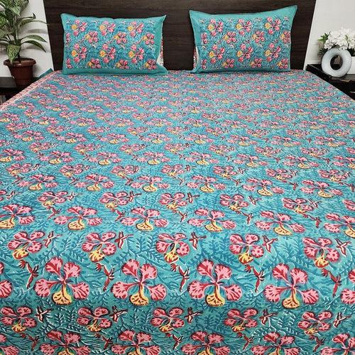 Blue Sanganeri Print Blockprint Bedsheet