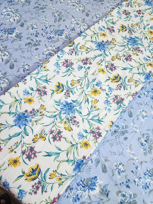 Soft Blue Floral Print - Dohar Bedding Set