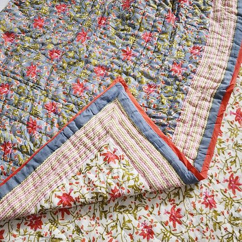 Flora Love Hand Blocked Quilt