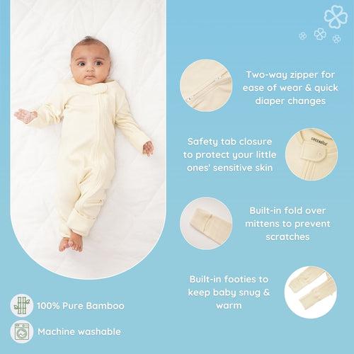 Baby Bamboo Sleepsuit - Vanilla Clouds