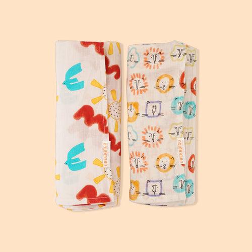 Baby Muslin Swaddles - Doodle Delight - Pack of 2