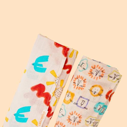 Baby Muslin Swaddles - Doodle Delight - Pack of 2