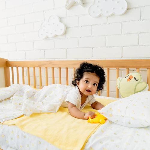 Baby Organic Cotton Bed Sheets, Pillow Covers & Pillow Filler Set - Chirpy Birdie