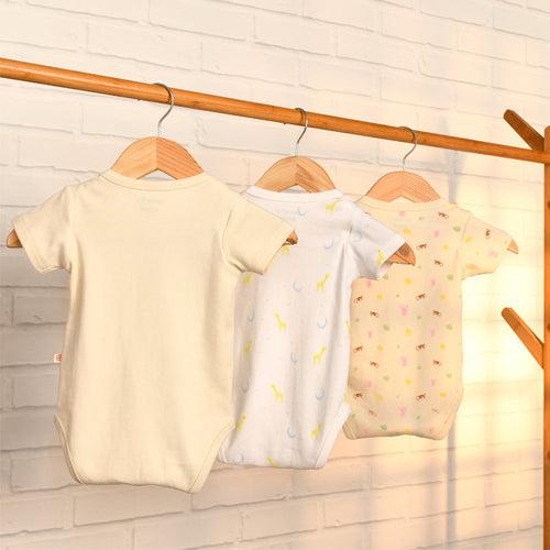 Baby Organic Cotton Bodysuits - Furry Kingdom - Pack of 3