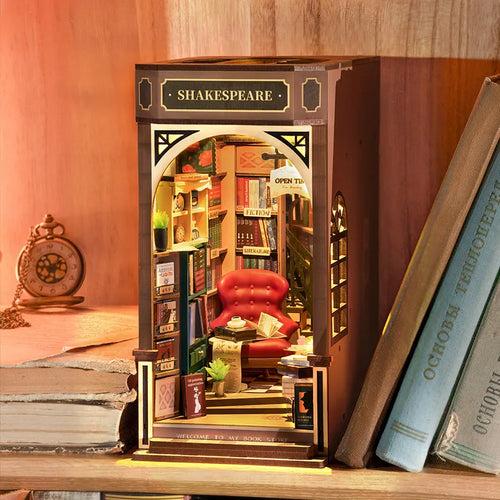 Mythifrost®️ Wooden Book Nook Kit - 3D Miniature Bookshelf Decor ( The Shakespeare Library )