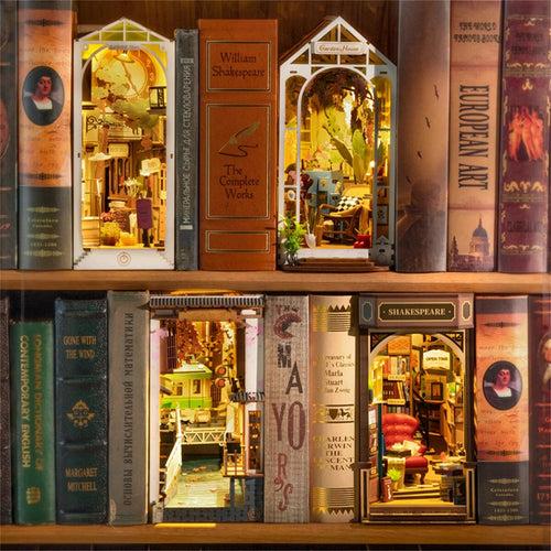 Mythifrost®️ Wooden Book Nook Kit - 3D Miniature Bookshelf Decor ( The Shakespeare Library )