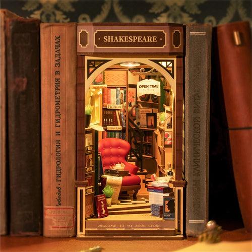 Mythifrost®️ Wooden Book Nook Kit - 3D Miniature Bookshelf Decor ( The Shakespeare Library )