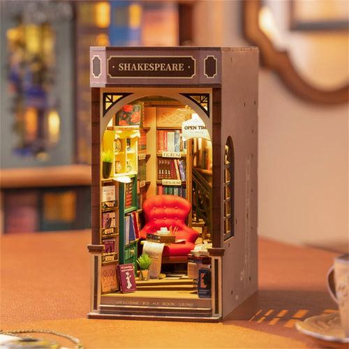 Mythifrost®️ Wooden Book Nook Kit - 3D Miniature Bookshelf Decor ( The Shakespeare Library )