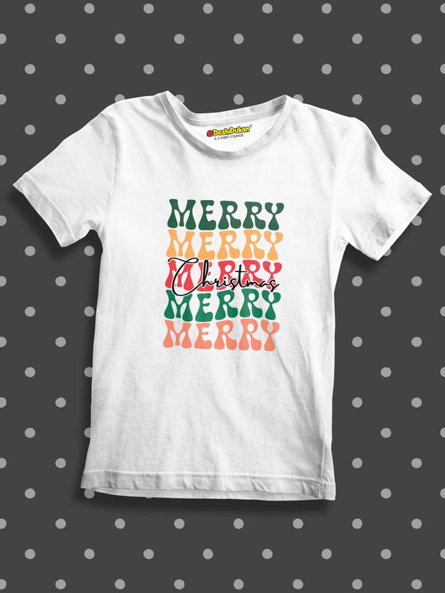 Merry Christmas Colorful font Kids T-shirt