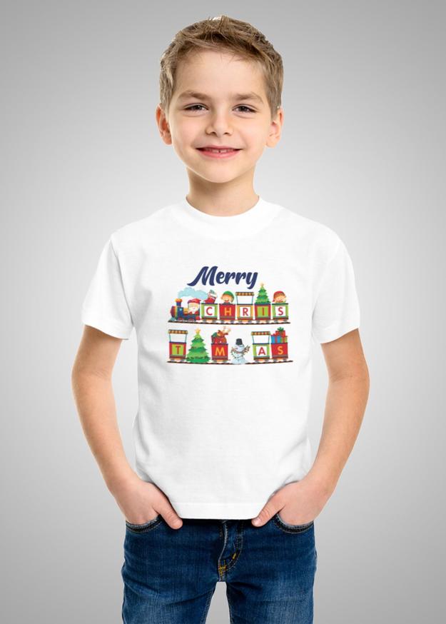 Merry Christmas In Train  Kids T-shirt