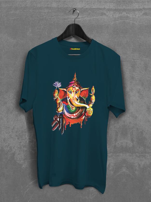 Water Color Shree With ganpati T-shirt