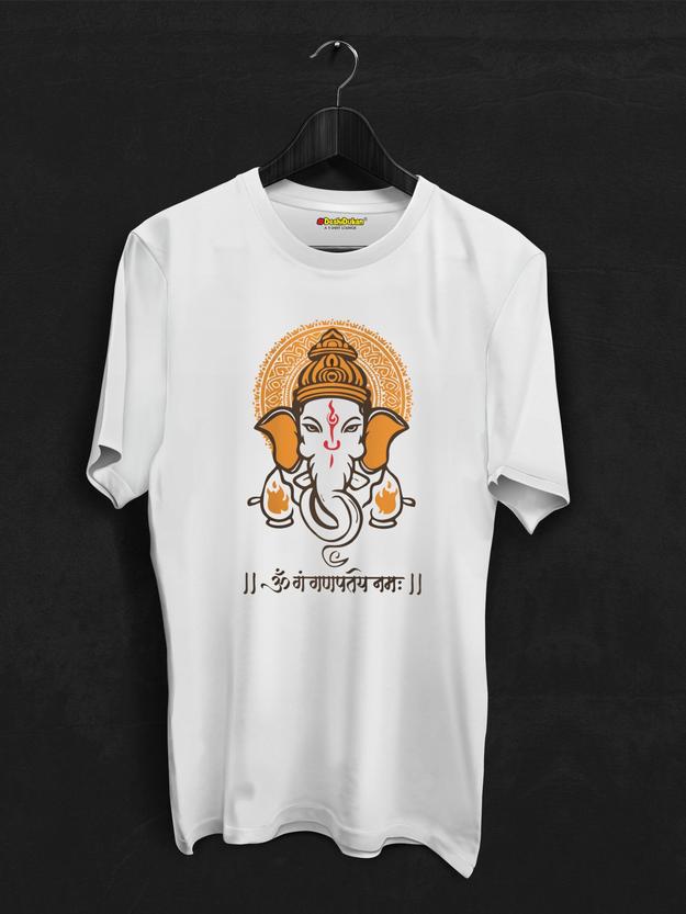 Ganpati Mantra with Vector Ganpati T-shirt