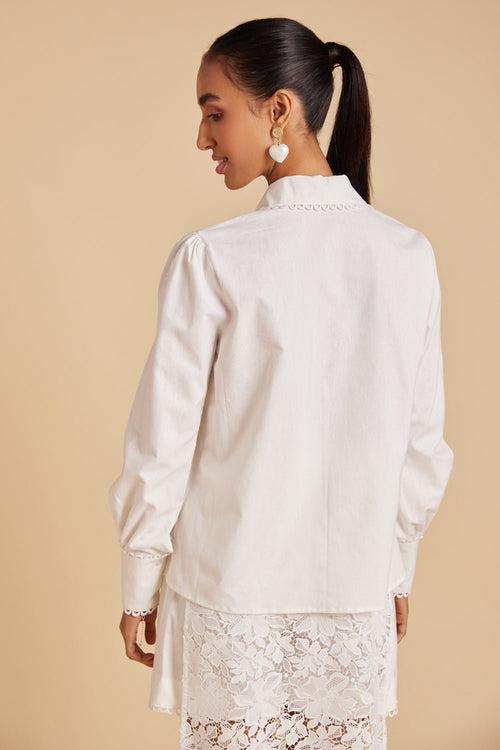 Lace Panelled Linen Shirt