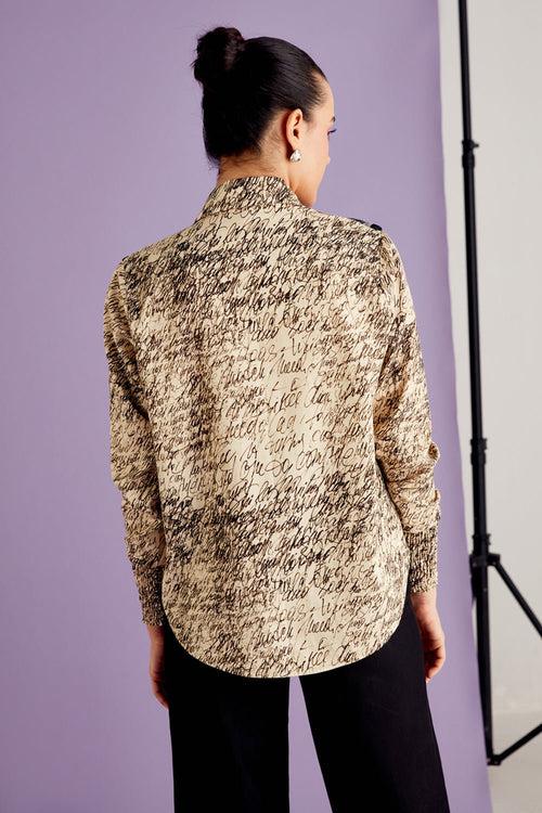 Script Print Embroidered Shirt