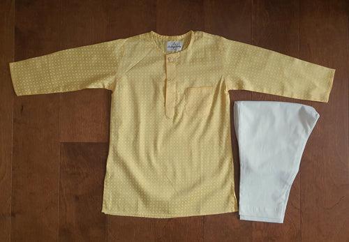 Cotton Kurta-Pajama Set | Yellow & White