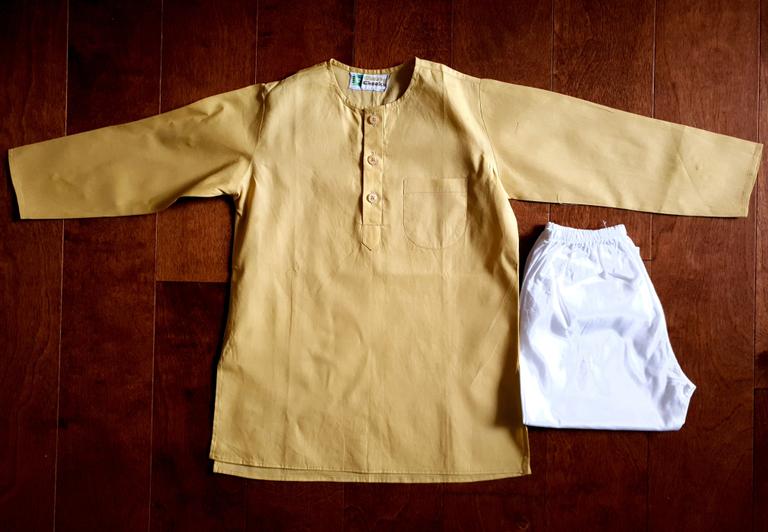 Pure Cotton Kurta-Pajama Set | Mustard Yellow & White