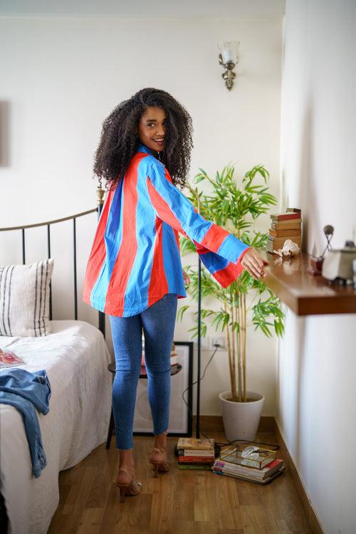 Painter's Stripe Oversized Poplin Shirt | Relove