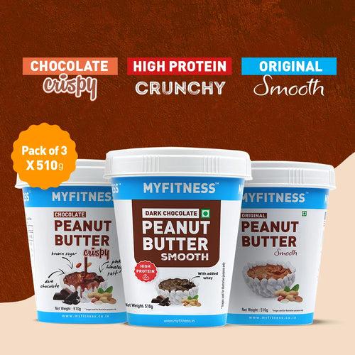 MyFitness Combo 510gm: Chocolate Crispy, Dark Chocolate Smooth & Original Smooth