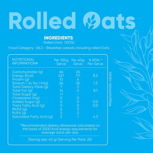 Rolled Oats - Rich in Protein & Fiber (100% Natural Grain)