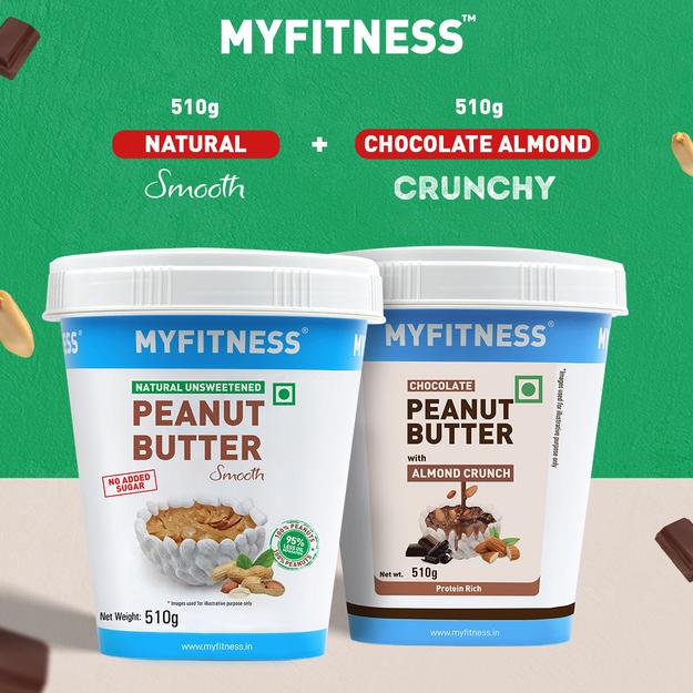 MyFitness Combo - Natural Peanut Butter: Smooth & Chocolate Peanut Butter with Almond Crunch