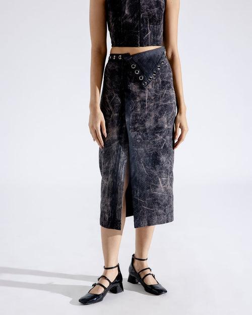 Steel Grunge Flap Skirt