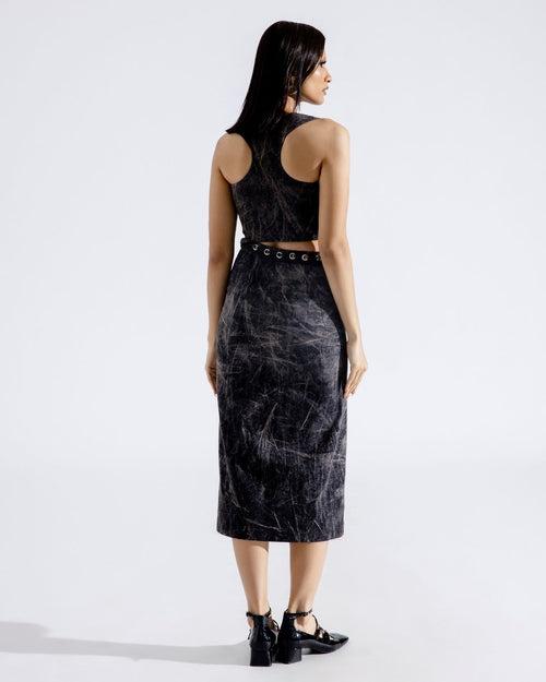 Steel Grunge Flap Skirt