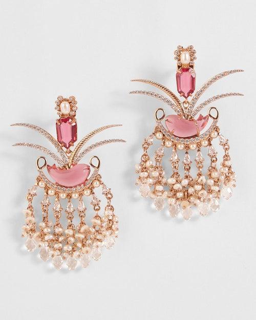 Le Palm Fish Earrings in Vintage Rose